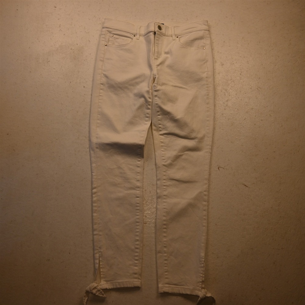 Ann Taylor 2 Mid Rise The Skinny Crop White Stretch Denim Womens Jeans